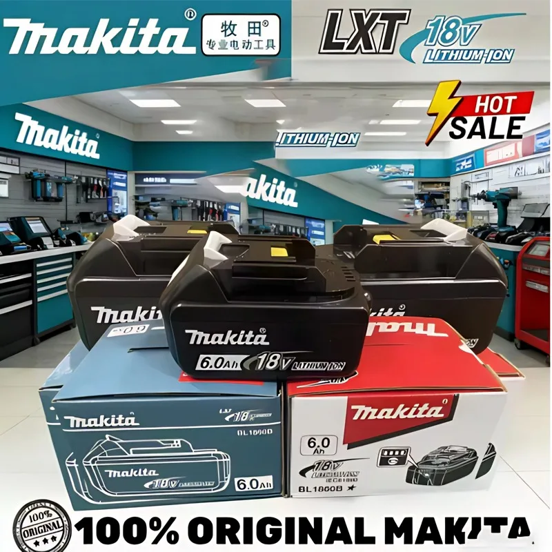 

Makita 18V 6.0 Rechargeable Lithium-Ion Battery with LED Indicator, High Capacity for Makita Cordles Power Tool Battey
