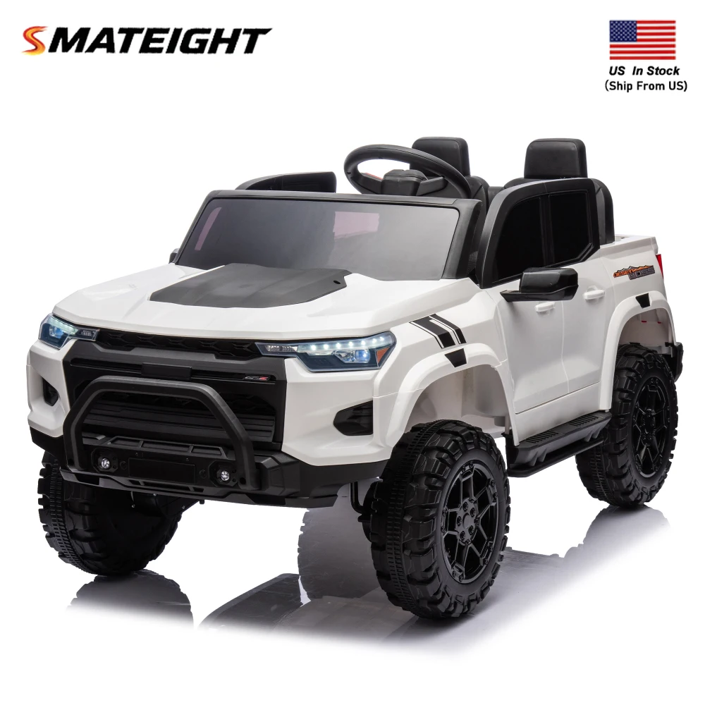 24V 10A Kids Electric Ride On Pickup, 2-Seater, Remote Control, USB, Bluetooth, Safety Belts, High Gate, for Ages 3+