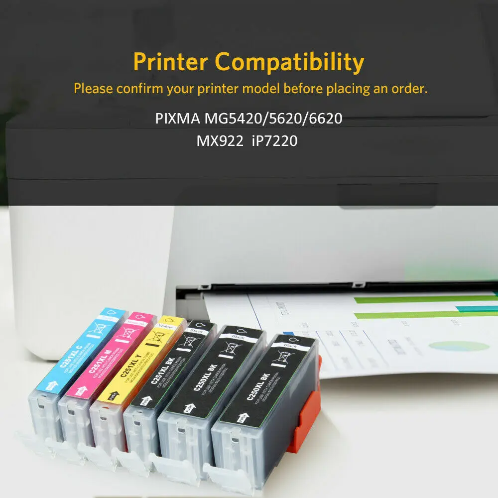 Canon Pixma MG5420 MG5422 MG5500 용 20 팩 PGI-250XL CLI-251XL 잉크 카트리지