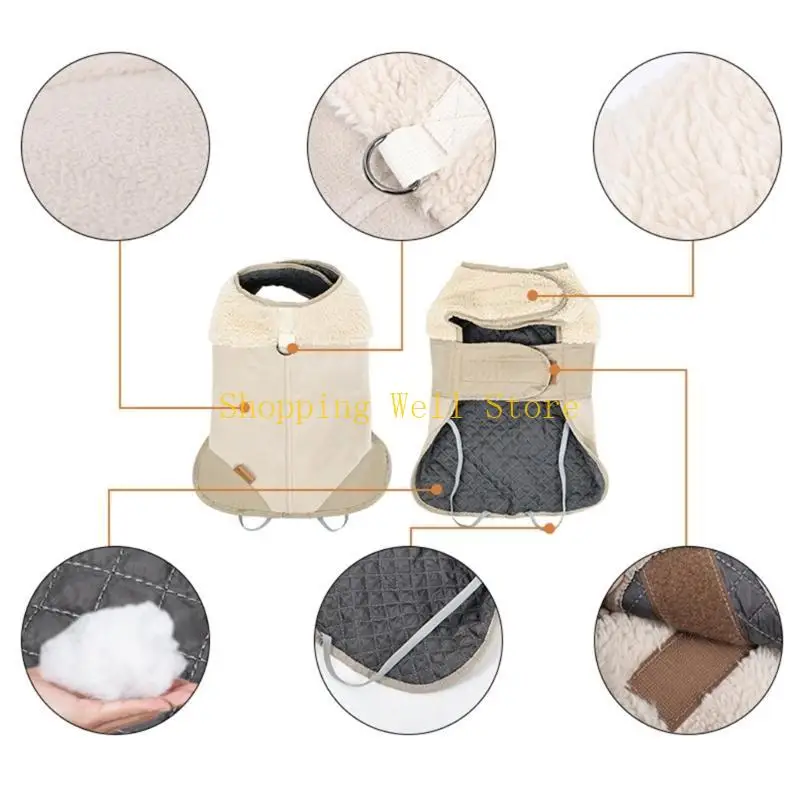 Imagen 5: Chaleco peludo perro kx4b para chaquetas para perros para acampar para caminar en invierno para mediano,
