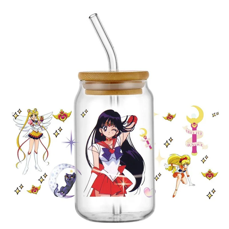 Hotsale Cartoon Cute Sailor Moon Popular Anime 16oz UV DTF 3D Transfer Sticker Wrap Decals For Glass Can Cup Craft DIY Creative view 6