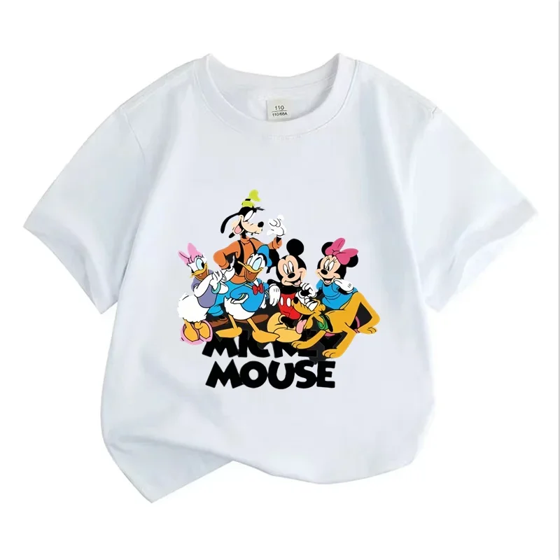 Boys and girls summer 2024 new Mickey fashion and comfortable children's cotton T-shirt cute casual short-sleeved round neck