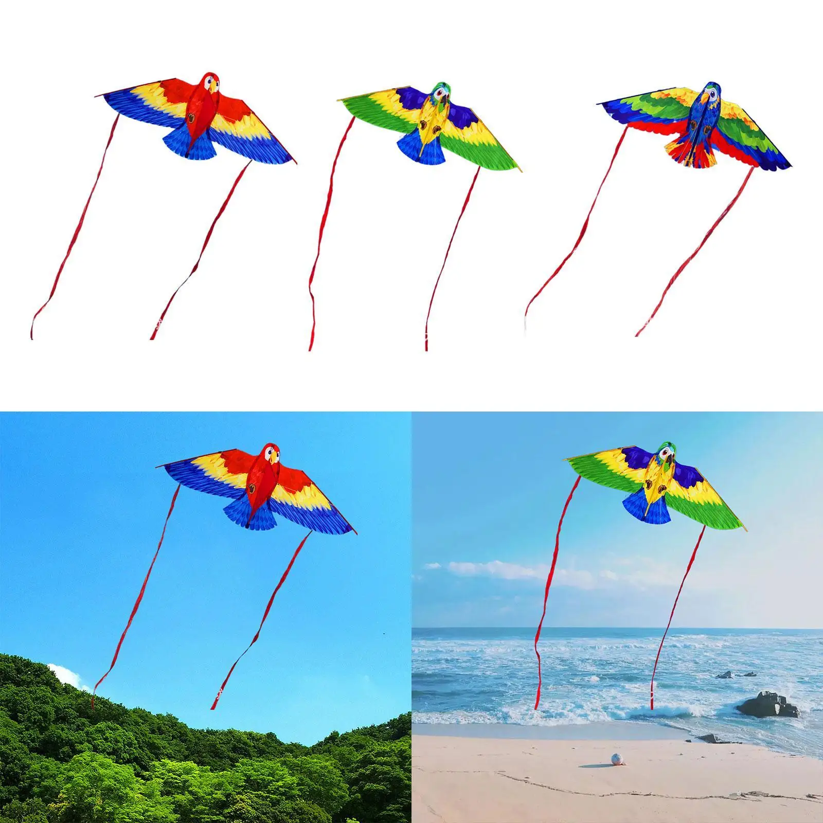 Parrot Kite with 50M String Beach Kite for Garden Beach Family Outdoor Games