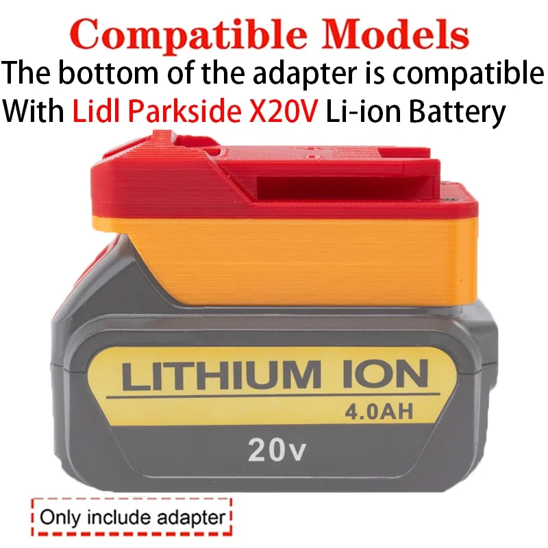 Adapter/Converter for Lidl Parkside X20V Li-ion tools to DeWalt 18/20V Li-ion battery adapter power tool accessories