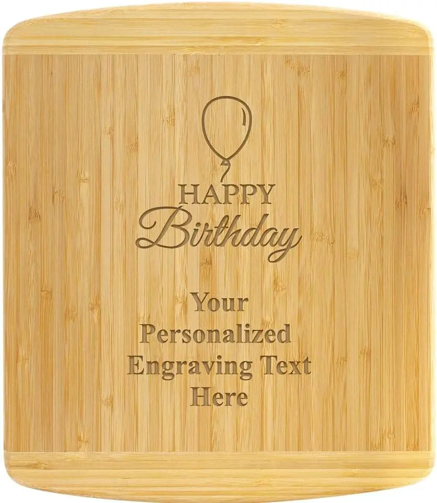 

C om Bamboo Cutting Board, 11.5" x 13.5" C om Engraved Happy Birthday Breadboard Prime