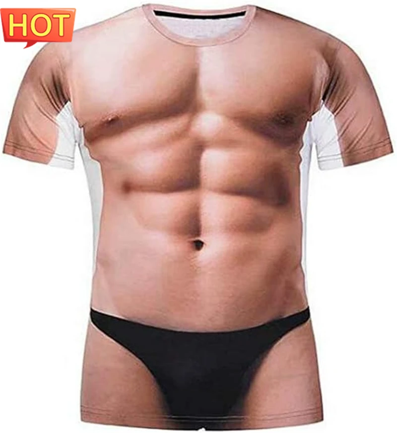 Muscle Body 3D Print T-Shirt Men Summer T Shirt Clothing Fashion Street Tees Flesh Pattern Oversized Male Short Sleeve Trendy image 3
