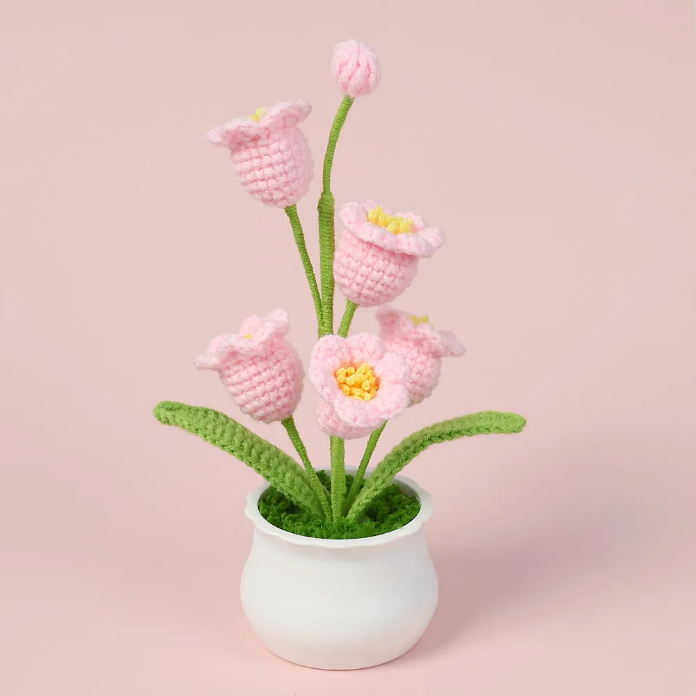 Finished Woven Crochet Lily of the valley Potted Emotional Support Stuffed Plants  Mother Valentine Christmas Graduation Gifts