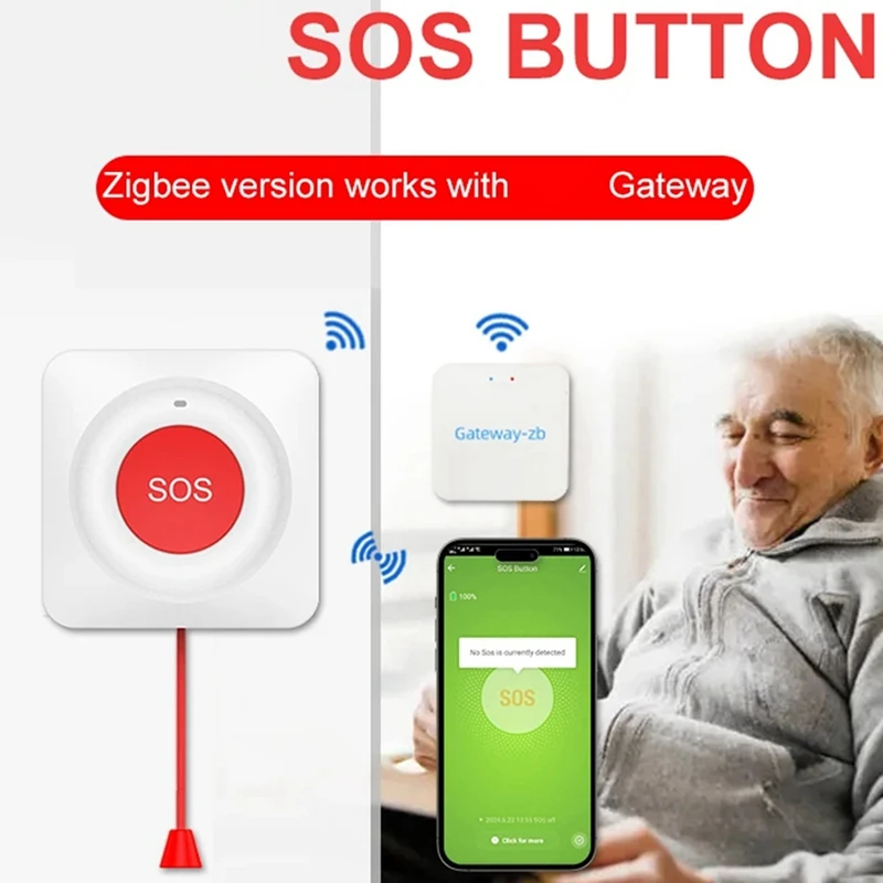 Smart SOS Button Wireless Caregiver Pager Alert Transmitter Emergency Call Button For Kid Elderly Patient