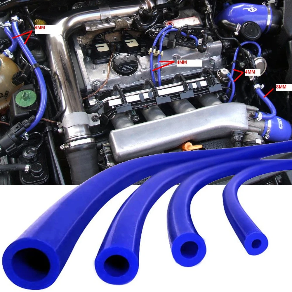 Universal 3/5/4/6/8/10/12/14mm Auto Car Vacuum Silicone Hose Racing Line Pipe Tube Blue 1-50 meter