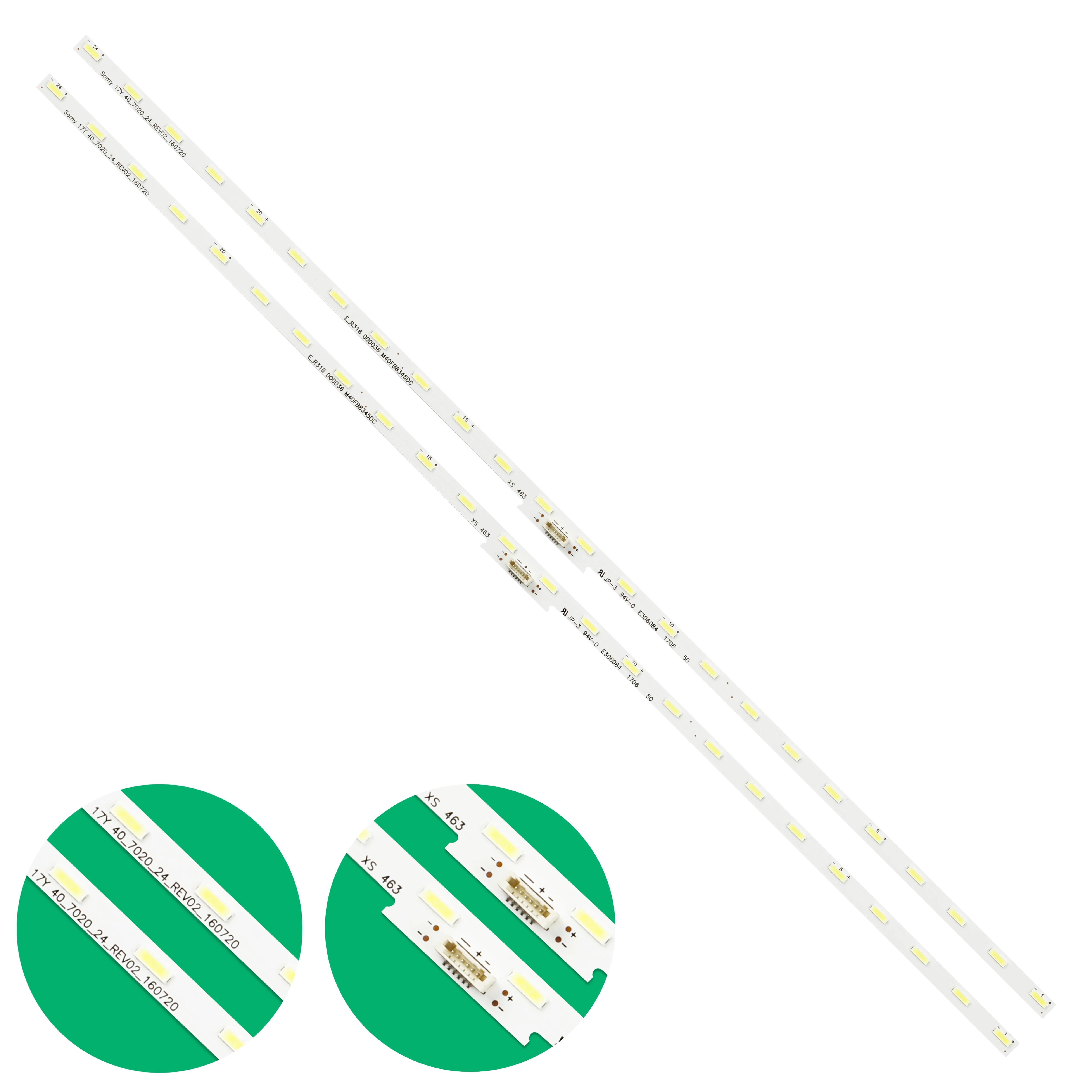 New Kit 2PCS 24LED 431mm LED Backlight Strip for TV 17Y 40_7020_24_REV02_160720 E303084 KDL-40WE663 KDL-40WE665 KDL-40RE453