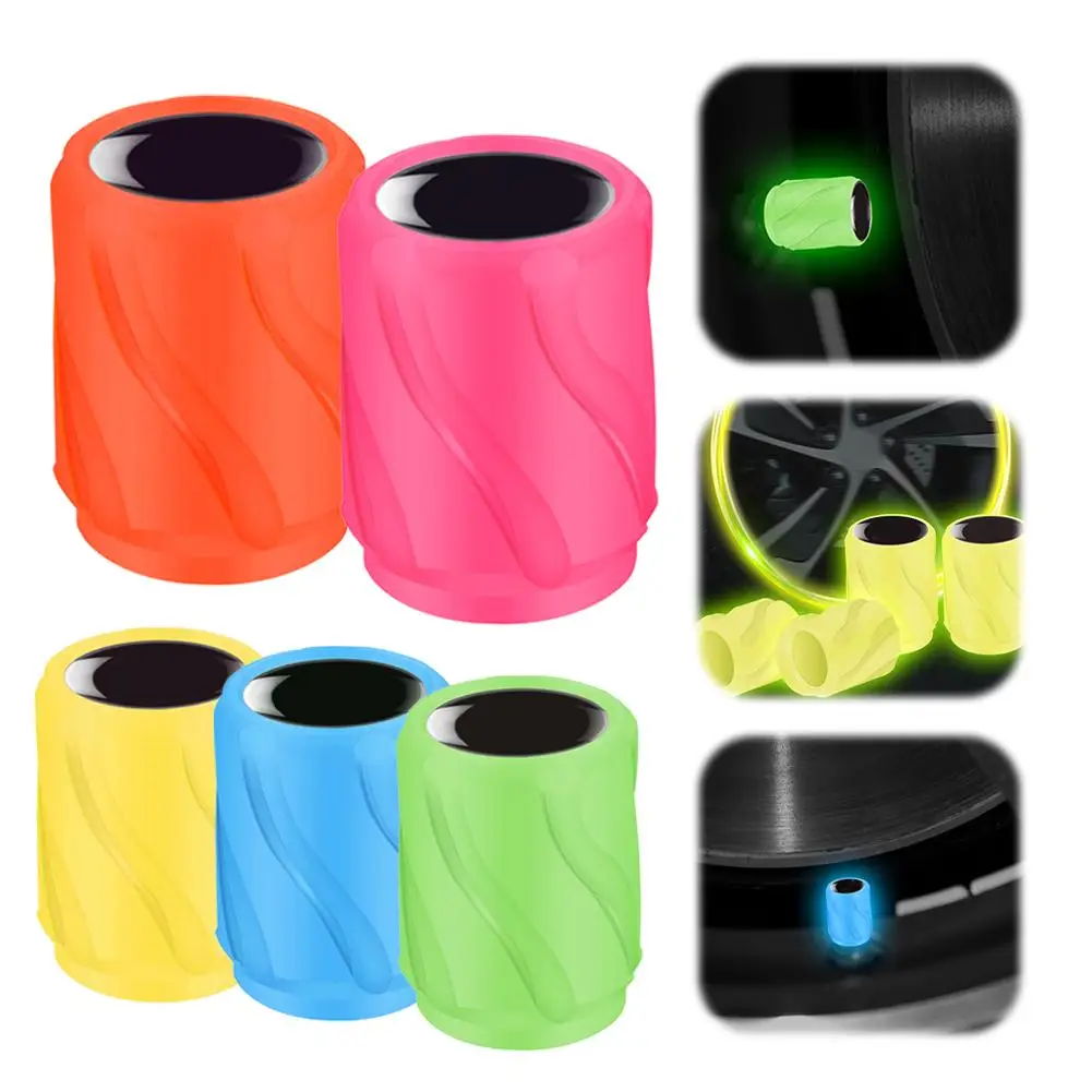 

Luminous Caps Fluorescent Night Glowing For Car Motorcycle Bicycle Bike Wheel Tyre Hub Stem Caps Decors Access V2w4
