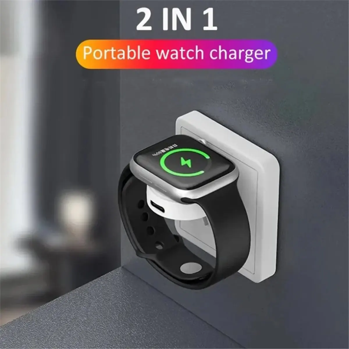 AS62 Magnetic Watch Wireless Charger for Watch 8 7 6 5 4 3 SE Ultra Dock Adapter Portable PD USB Fast Charging Station White view 3
