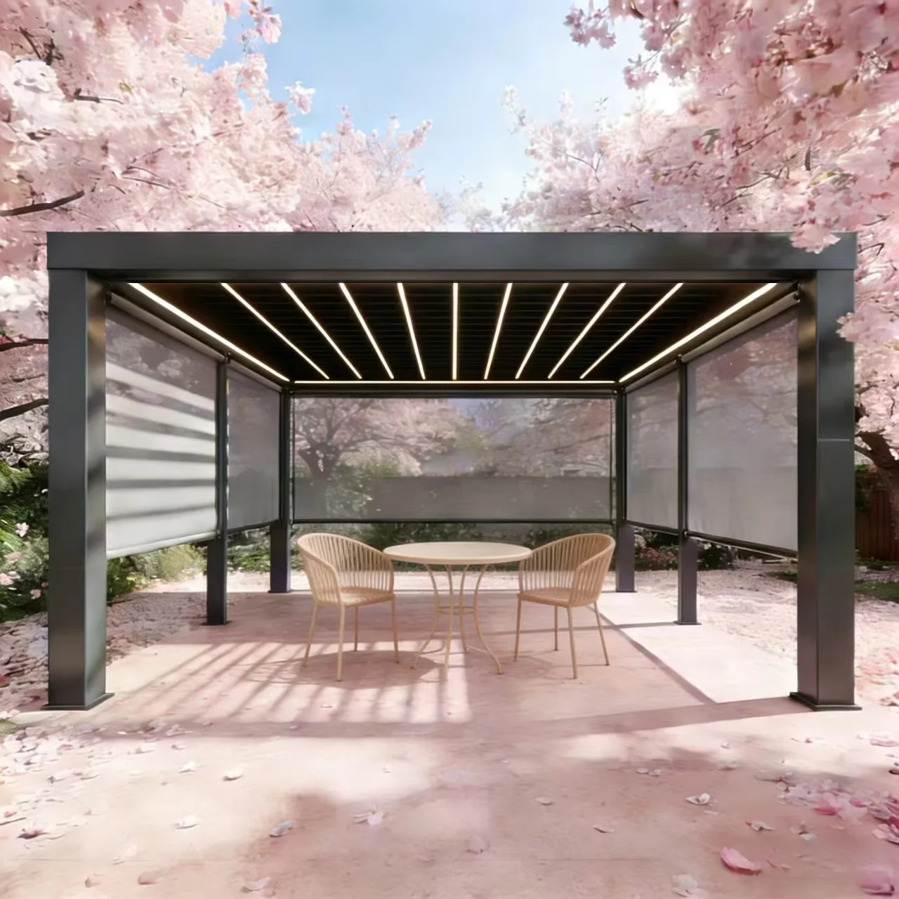 Heavy Duty Aluminum Pergola Electric Louvered Bioclimatic Gazebo Waterproof Outdoor Furniture 3x3 Canopy Garden Patio Sunshade