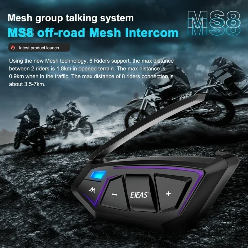 Waterproof Motorcycle Helmet, Long Distance Mesh Intercom Helmet for Motorbike, Bluetooth Motorbike Helmet Accessories.