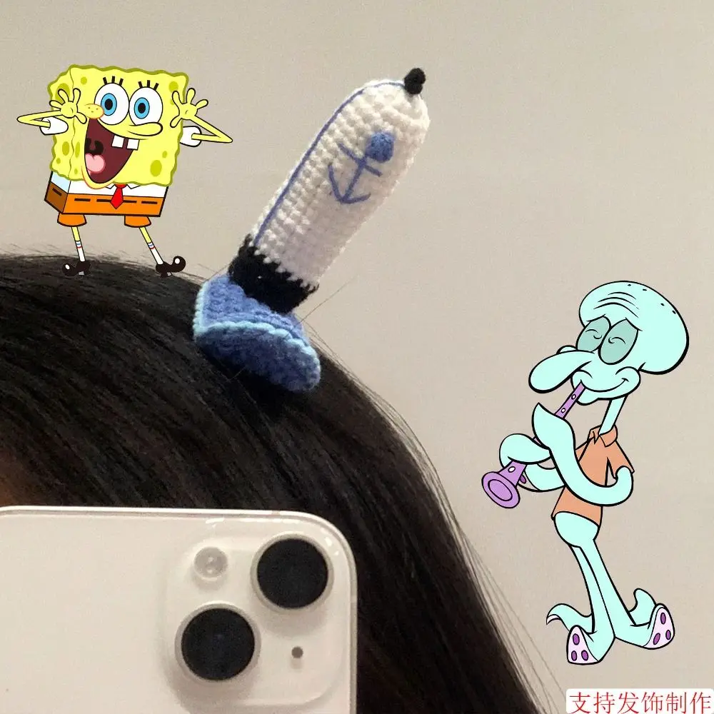 Lindo Krusty Krab personal sombrero esponjas pinzas para el cabello tejido dibujos animados flequillo Clip pelos Cosplay sombreros chica