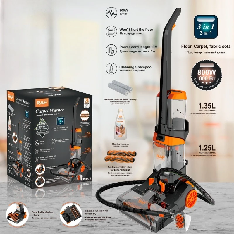 

New 3 in 1 Lightweight Wet Carpet Washer Vacuum Cleaner Pet Car Compact Carpet Cleaner Dry and Wet Dual-Use Electric Sweeper