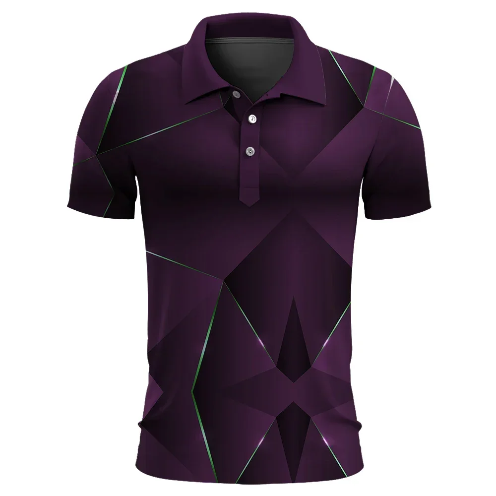 Men Personality Summer Short Sleeve Fashion Business Polo Shirt Men 3D Digital Print Cool Polo Shirt