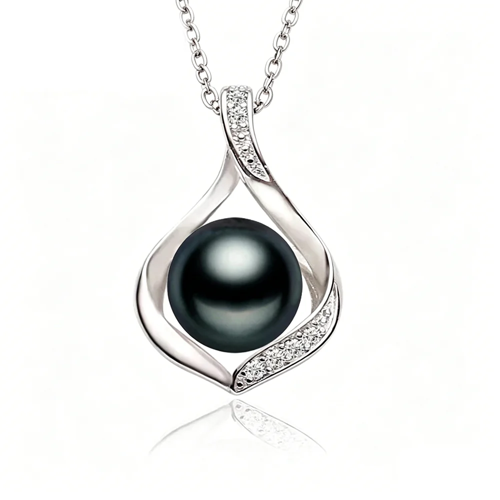 Real Natural Freshwater Pearl Pendant Woman,925 Silver Pearl Pendant On The Neck Wife Mother Birthday Gift White Black