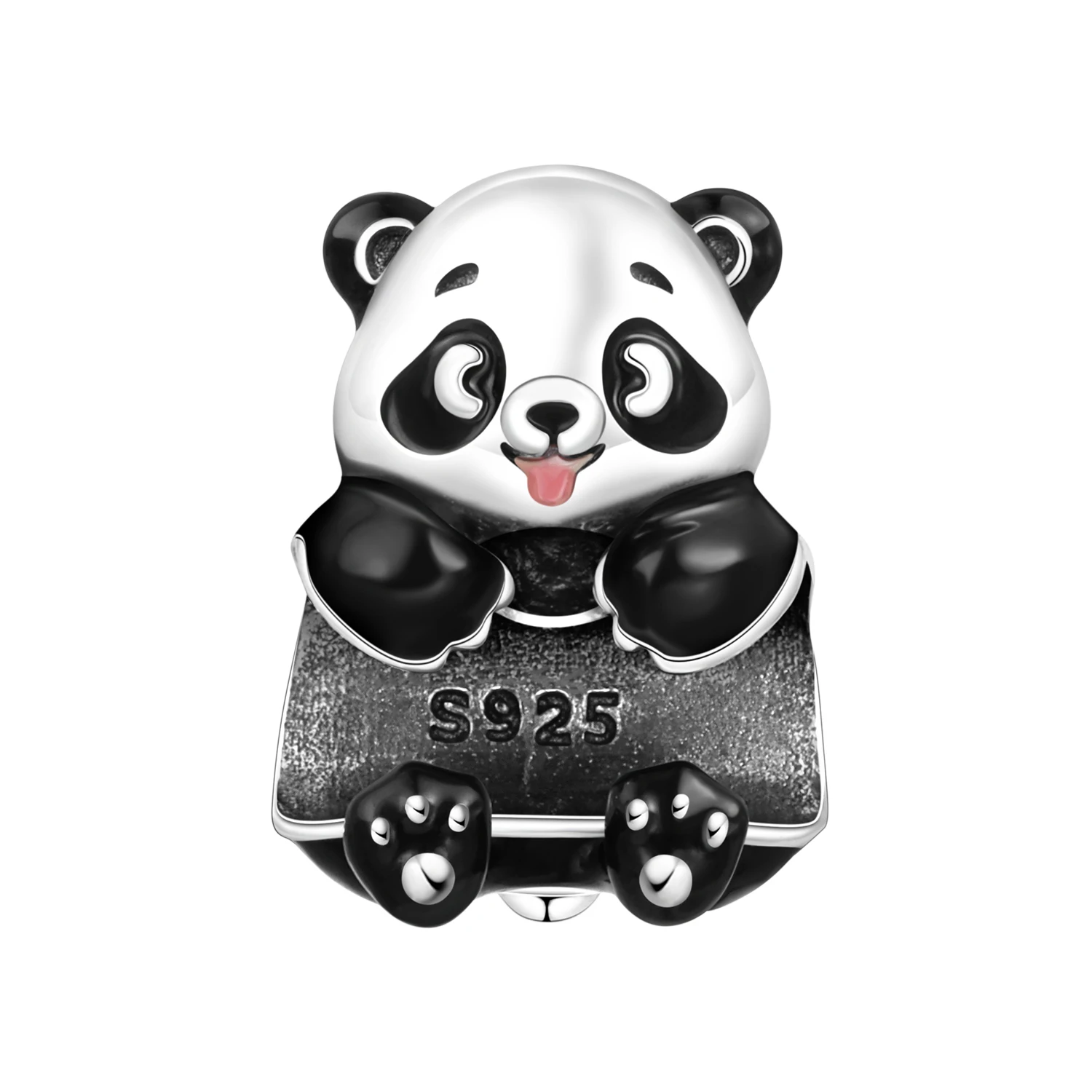 CYCUFF 925 Sterling Silber Niedliche Panda-Tier-Anhänger Armband Halskette Charms Passend für Schmuck Party Perlen DIY Edle Geschenke