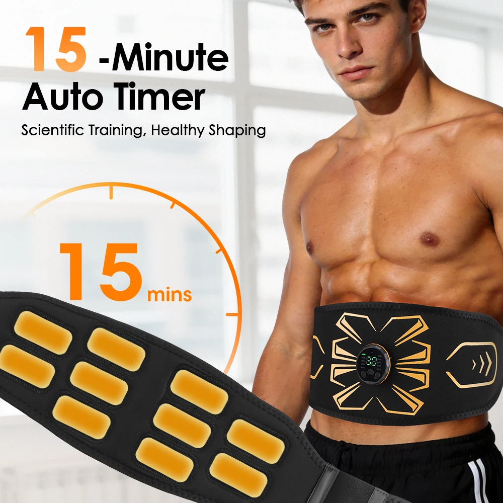10 Modi EMS Bauchmuskeltrainer Körpermassagegerät Muskelstimulator Elektronischer Trainingsgürtel Gewichtsverlust Fitnessgerät