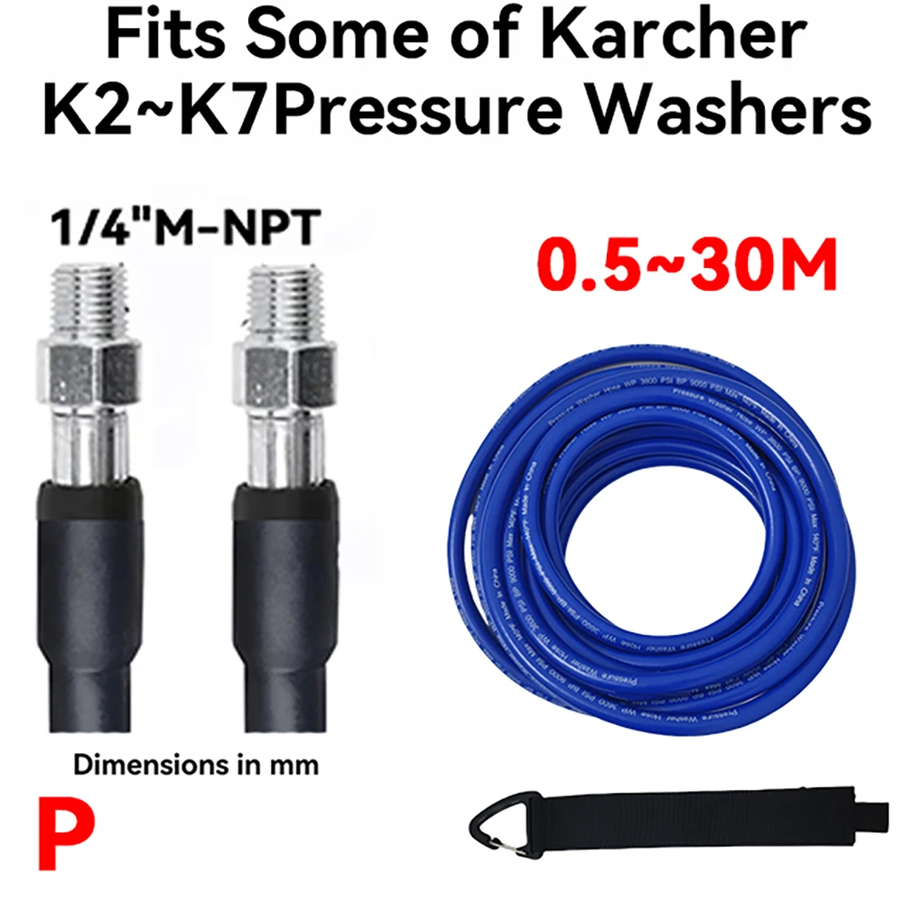 0.5~30M Super Flexible Kink Resistant Power Washer Hose,Car wash Pipe,Fits Some of Karcher K2~K7 Pressure Washers