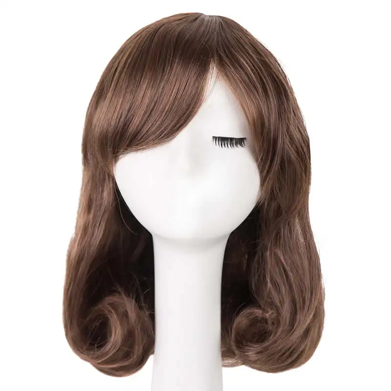 Elegant Short Wave Bob Wig with Bangs for Women High Temperature Fiber Synthetic Versatile Fashion Wig for Daily Wear