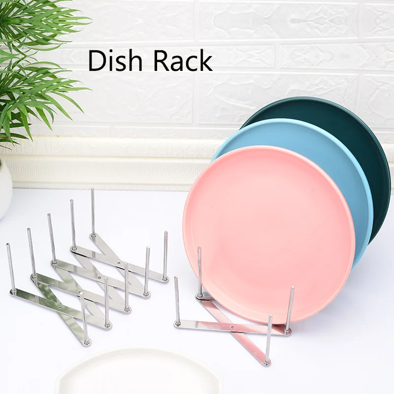 Dish Plate Organizer Rack Pot Lid Holder Tableware Drying Storage Tray Holder Adjustable Plates Holder Rest Kitchen Accessories