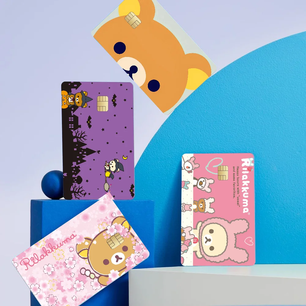 Rilakkuma Spiel Anime Aufkleber Film Haut Abdeckung Fall für kleine große keine Chip Debit Kreditkarte Vorderseite