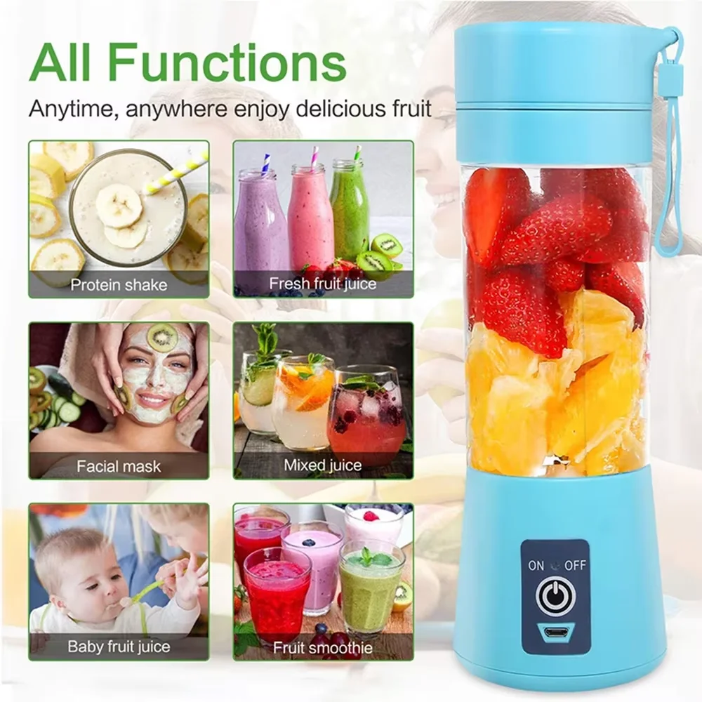 Kitchen Blender Mini Electric Juicer USB Rechargeable Smoothie Milkshake Maker Portable Automatic Fresh Squeezed Fruit Orange