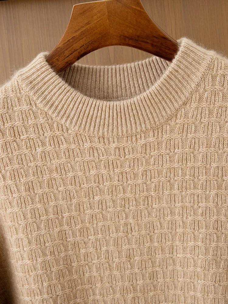 Autumn Winter Staple Men's Pure Cashmere Pullover Sweater O-neck Cable Knit Soild Basic Versatile Long Sleeve Tops Smart Casual