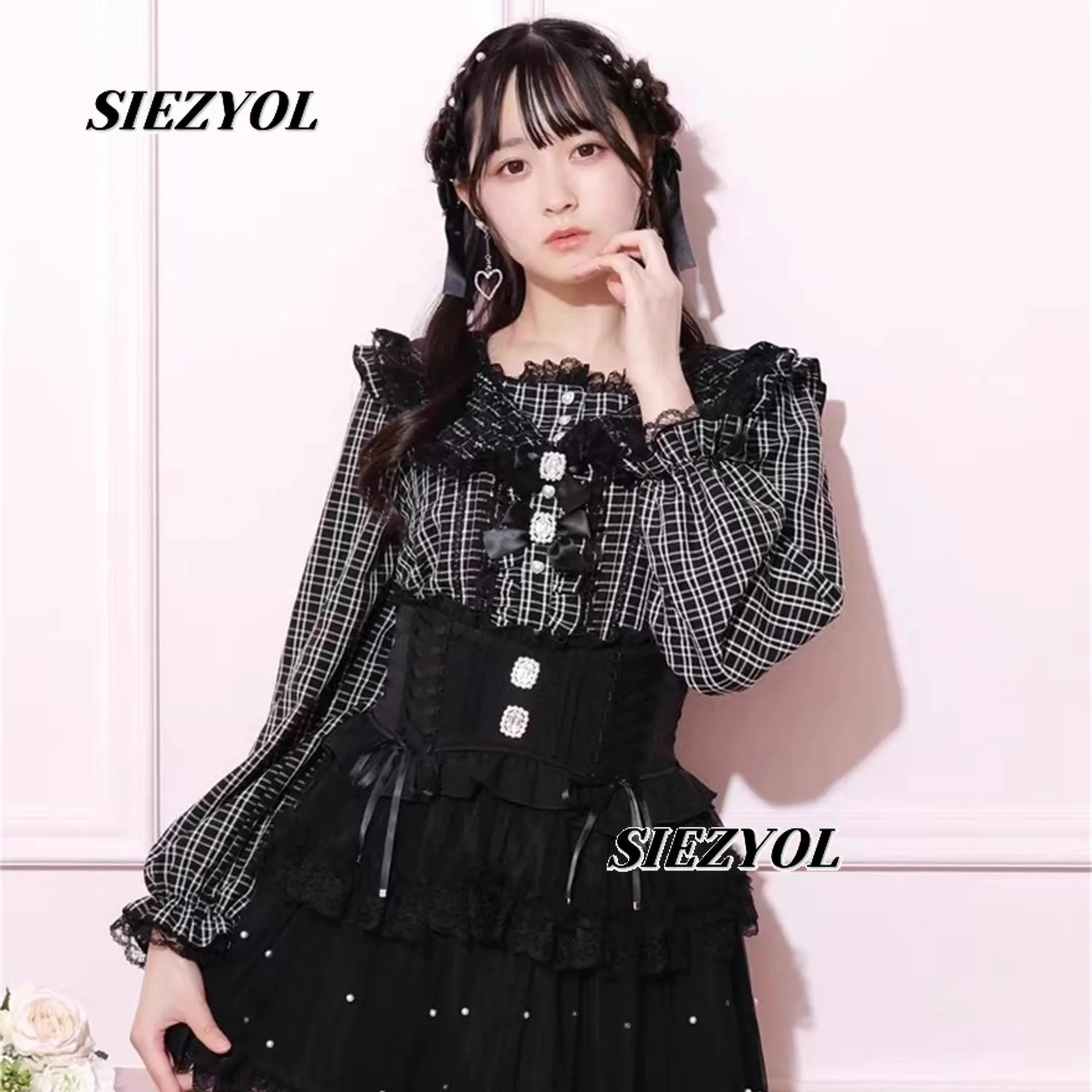 Versatile Cute Bow Shirt Japanese Style New Spring/autumn Sweet Girls Fashion Tops Lace Trim Long Sleeve Pullover Blouse