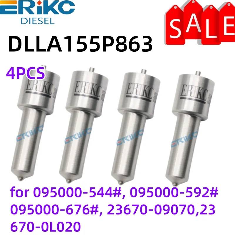 

ERIKC 4PCS DLLA155P863 Diesel Nozzle for 095000-544#, 095000-592#, 095000-676# Fuel Injector OE No. 23670-09070, 23670-0L020