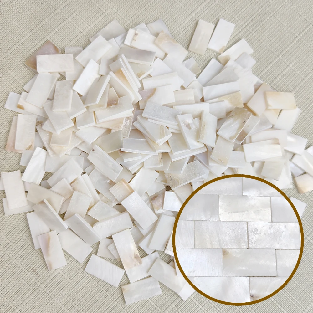 50pcs rectangle FanshapePure White Color  Shell Mother of pearl mosaic tile for Crafts DIY Decoration