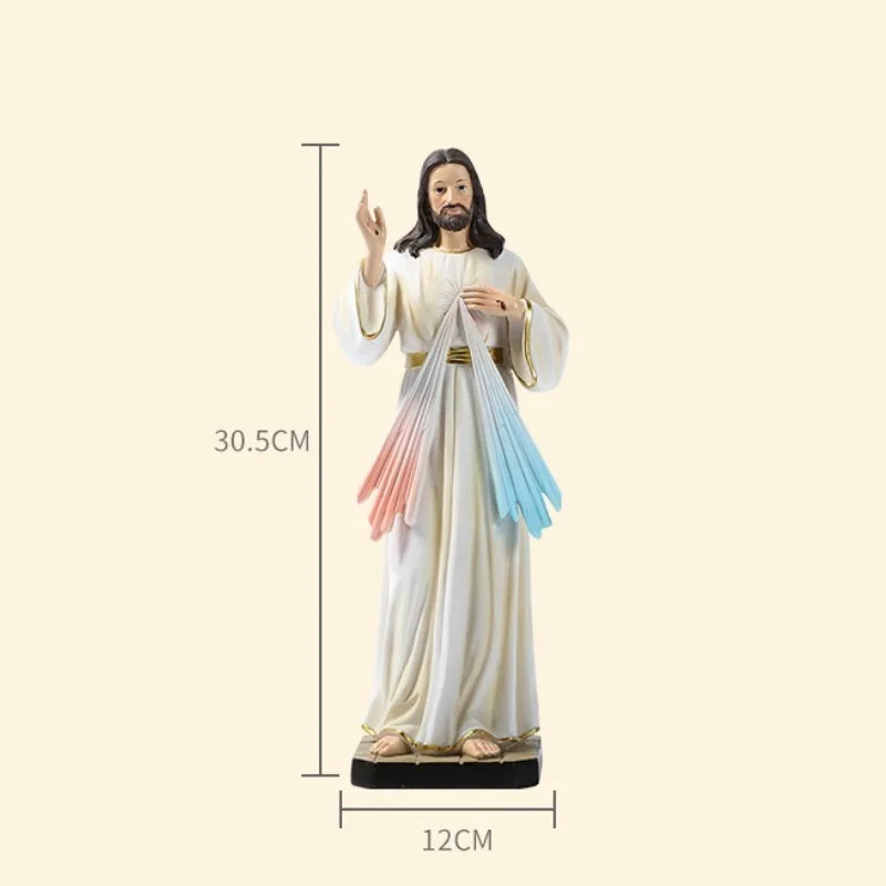 God's Mercy Catholic Statue Family Prayer Ornaments Jesus Christ Home Decoration Resin Crafts