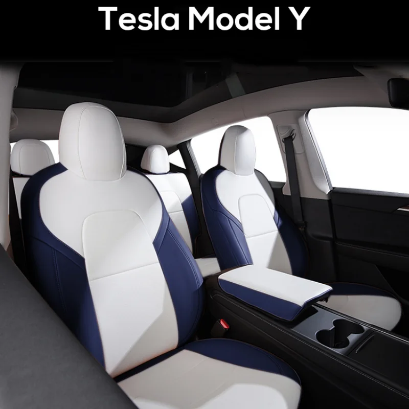 Voor Tesla Model Y Op Maat Gemaakte Autostoelhoes Accessoires Voor Tesla Y 360 Graden Volledig Beklede Duurzame Nappa Lederen Stoelhoes