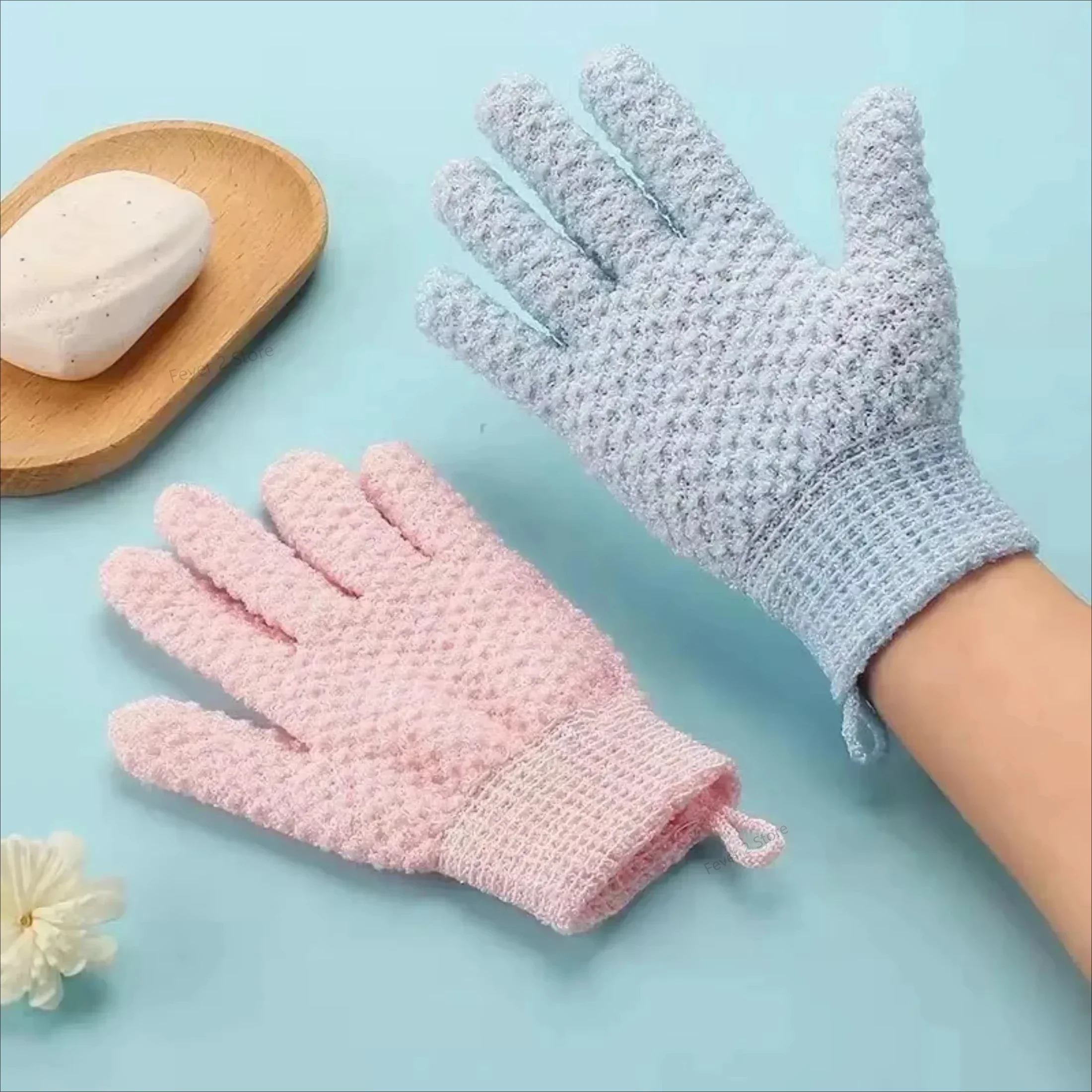 1Pcs New Cleaning Bath Glove Shower Scrub Body Massage SPA Foam Rubbing Mud Peeling Exfoliating Five-Finger Bathroom Accessories