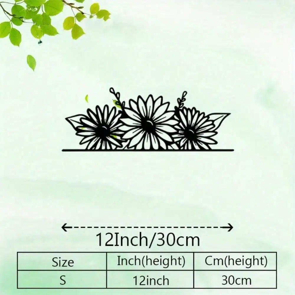 CIFbuy Vintage Daisy Metal Wall Art Black White Floral Silhouette Mural Durable Iron Bedroom Home Decor Gift For Homeowners