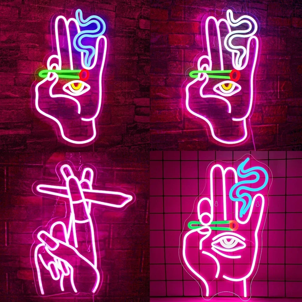 

Led Light Up Sign Hand Eye Neon Sign Bedroom Decoration Wall Decor USB Powered For Game Room Home Bar Cafes Party Neon Signs
