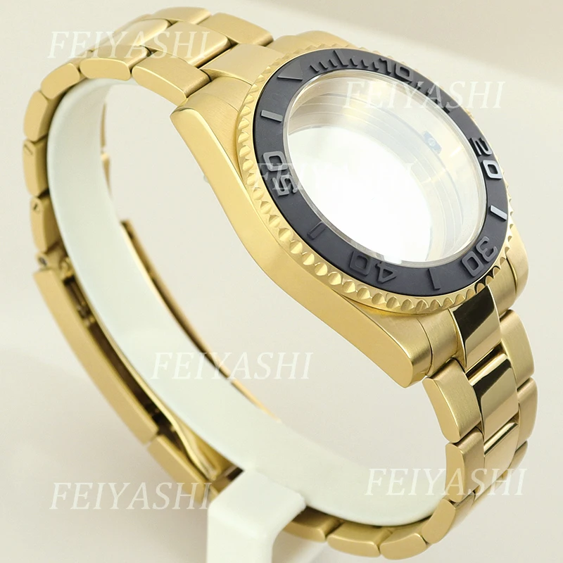 Gold 40mm Dive Watch Case Sapphire Glass 10ATM Waterproof For Seiko NH35 NH34 NH36/38 Miyota 8215 ETA 2824 Movement 28.5mm Dial