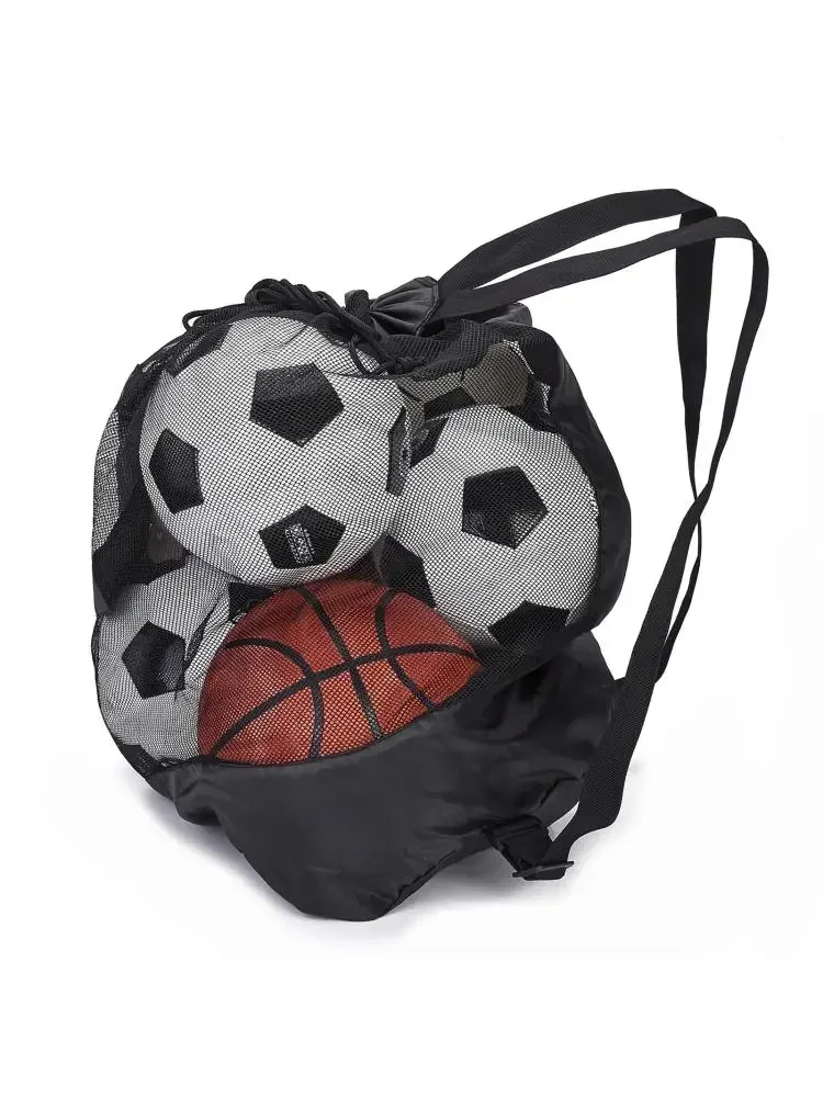 Large Capacity Soccer Bags For Coaches Footbal Basketball Drawstring Design Mesh Bag with a Zippered Front Pocket Basketball net