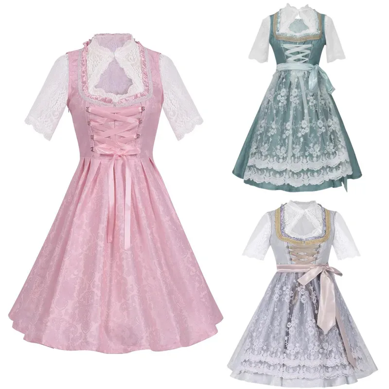 Бавария Костюм Октоберфеста Дирндль Девочка Платье Немецкие Пивные Фестивали Наряд Горничной Косплей Хэллоуин Вечерние Платья Девушка 5ftu^