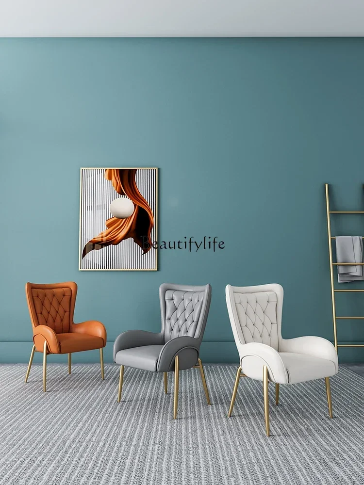 

01 Nordic Light Luxury Dining Chair Home French Modern Iron Art Dressing Table Backrest Makeup Study Chair