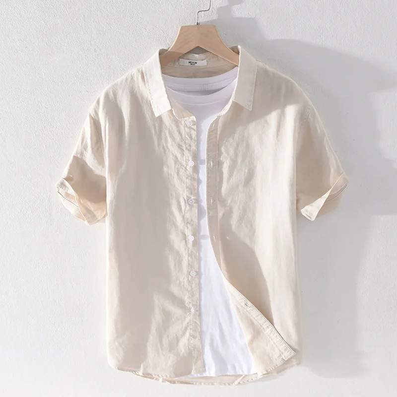 

Men's ort Sve irt Jaet Linen Cotton Linen Mix Button up Chinese Sle Summer Casual Wear Stand Fit Daily Wear