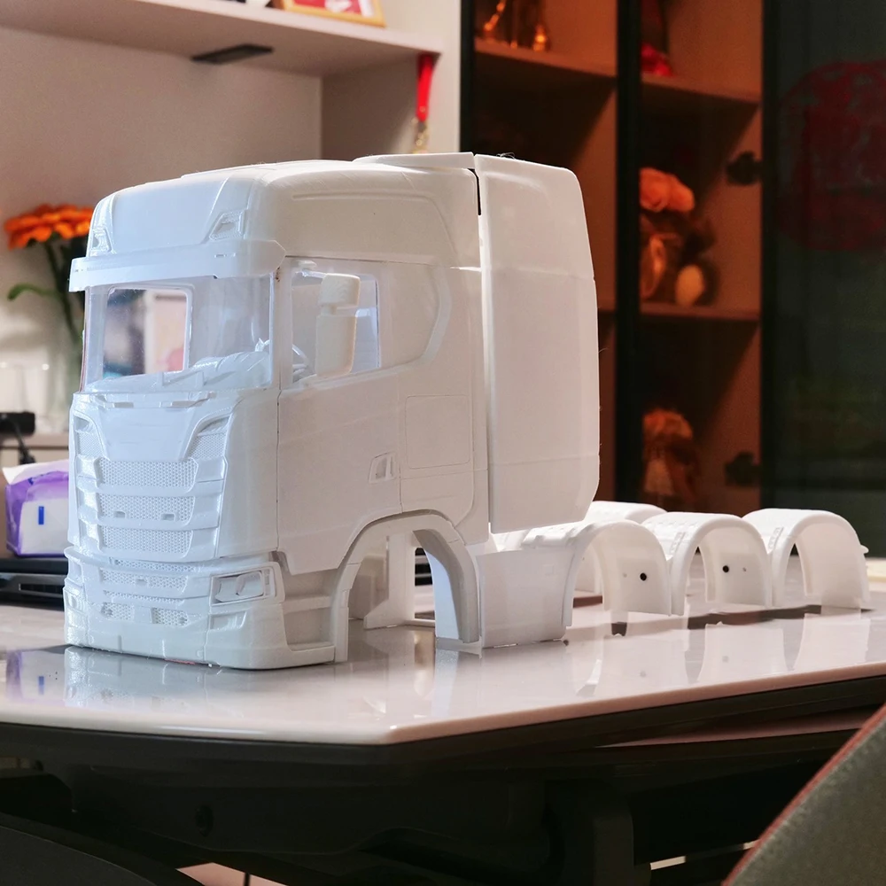 

Plastic Cab Body Shell with Windshield Spoiler Kit for 1/14 Tamiya RC Dump Truck 8X4 SCANIA 770S R620 R470 R730 Toys Car Parts