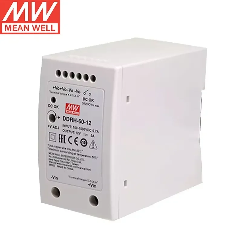 MEAN WELL DC/DC Converter DDRH-60-12 Fanless and Full Encapsulated Switching Power Supply