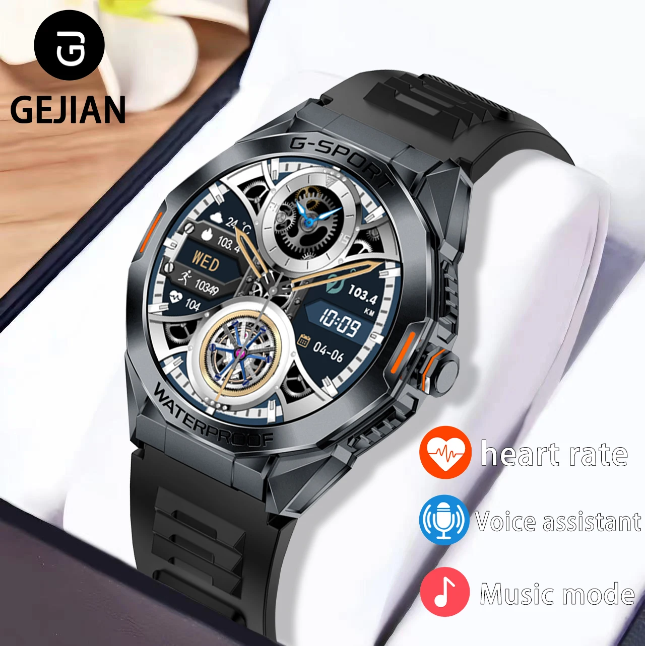 

GEJIAN New Men's Smartwatch 1.46 Inch 360 * 360 Resolution High-definition Touch Screen Heart Rate Monitoring Call Watch