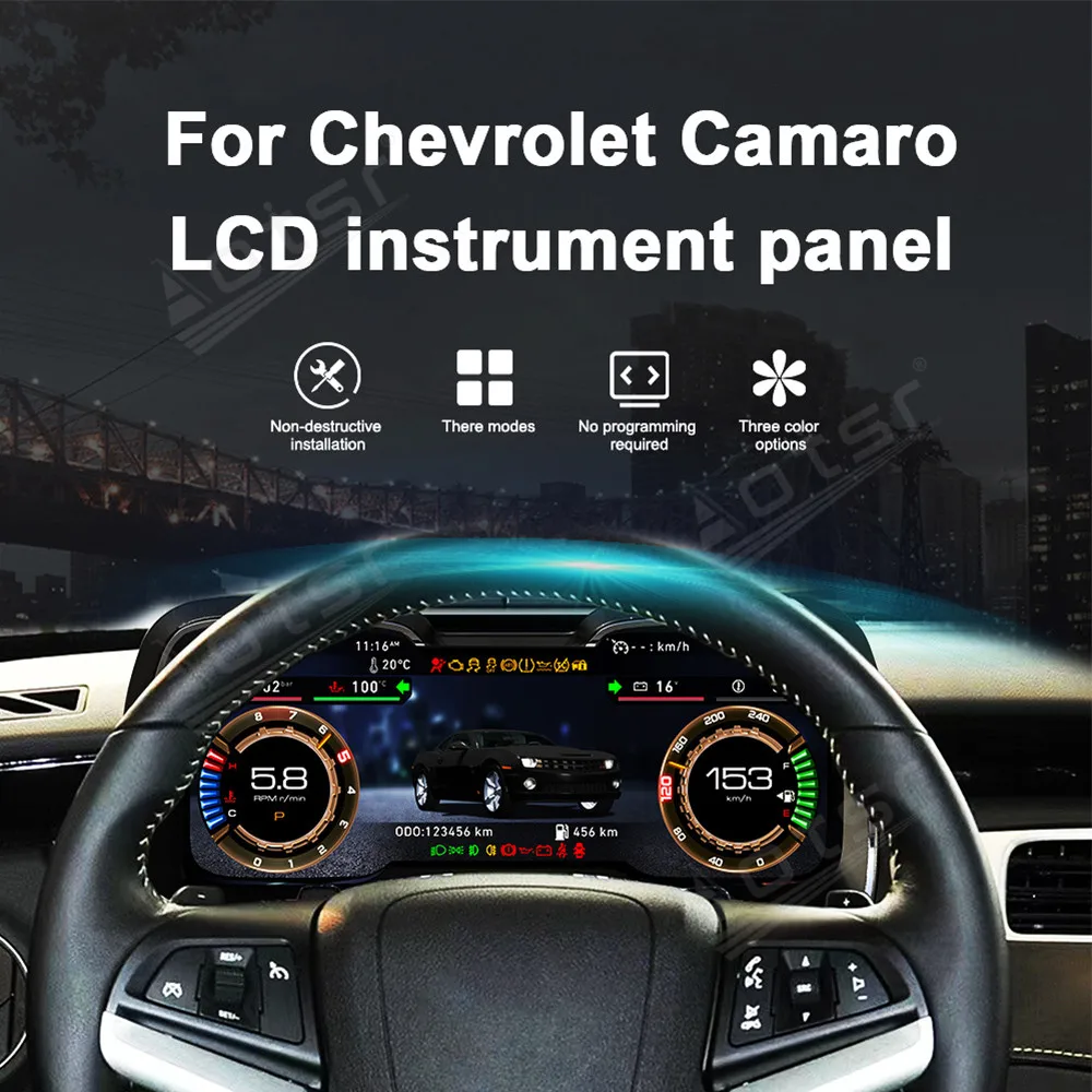 12.3'' Android 13 For Chevrolet Camaro 2010 2011 2012-2015 digital cluster LCD instrument panel instrument virtual speedometer