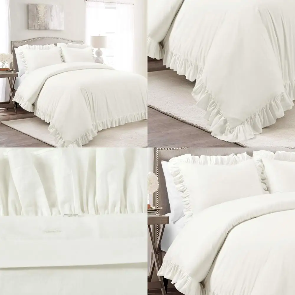 

Комплект вязаных одеял Reyna с рюшами, полный размер/королевский размер, белый, 3 предмета