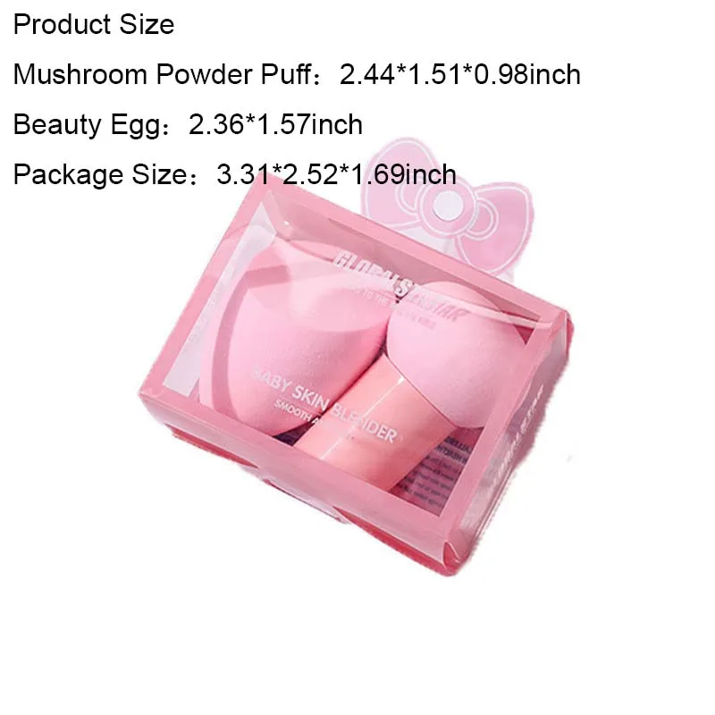 2PCS Non-latex Makeup Sponge Mushroom Head Powder Liquid Foundation Puff Dry Wet Multi- Function Cosmetic Tool Tamp Storage Box