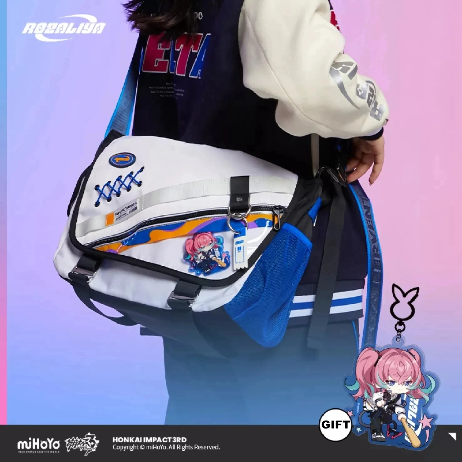 [Genuine]3D Game Honkai Impact 3 Fervent Tempo Δ 8-bit Theme Backpack Anime Cosplay Olenyeva Pendat Canvas Satchel Halloween Bag